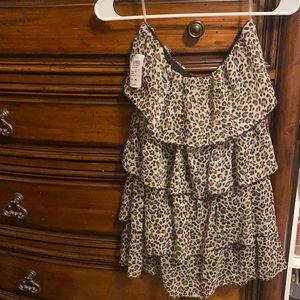 Cute cheetah print layered  mini dress